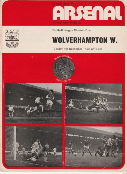 Arsenal v Wolverhampton Wanderers 04-Dec-1973
