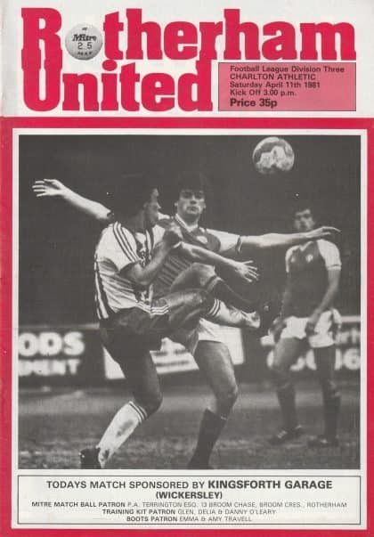 Rotherham United v Charlton Athletic 11-Apr-1981