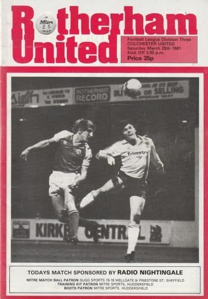Rotherham United v Colchester United 28-Mar-1981