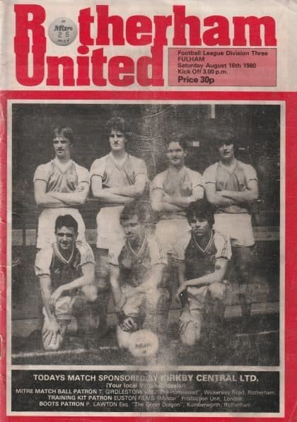 Rotherham United v Fulham 16-Aug-1980