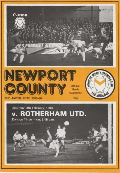 Newport County v Rotherham United 04-Feb-1984