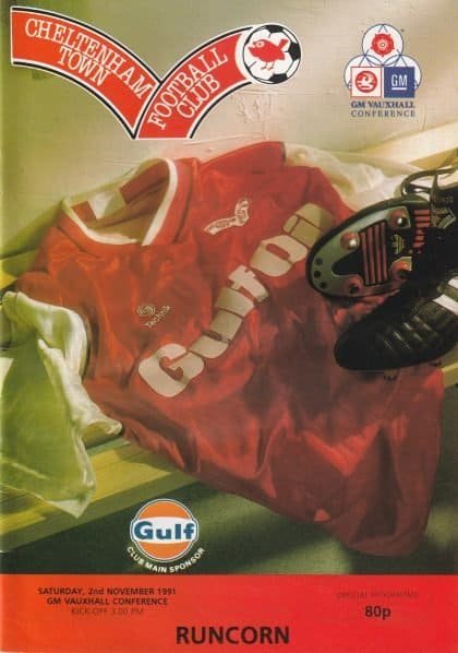 Cheltenham Town v Runcorn 02-Nov-1991