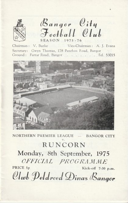 Bangor City v Runcorn 08-Sep-1975