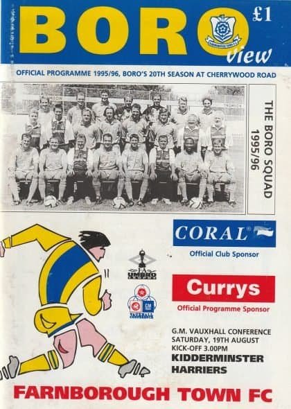Farnborough Town v Kidderminster Harriers 19-Aug-1995