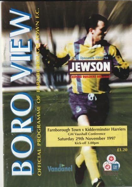 Farnborough Town v Kidderminster Harriers 29-Nov-1997