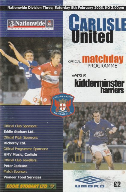 Carlisle United v Kidderminster Harriers  08-Feb-2003