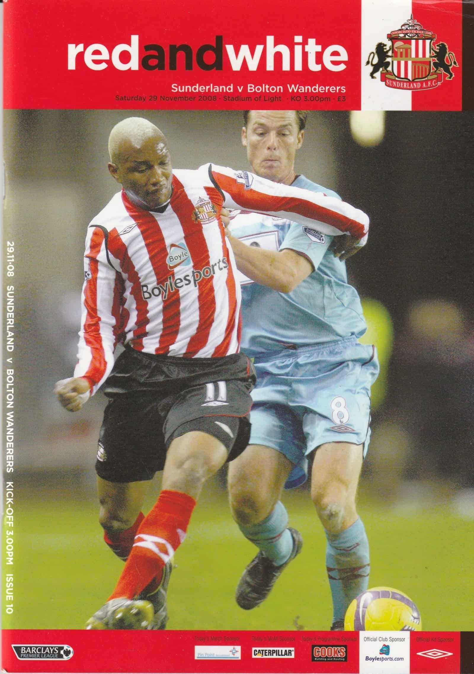 Sunderland v Bolton Wanderers  29-Nov-2008