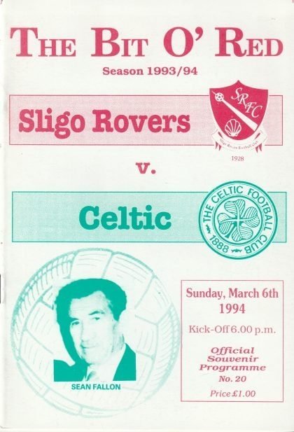 Sligo Rovers v Glasgow Celtic  06-Mar-1994