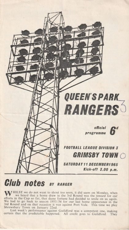 Queens Park Rangers v Grimsby Town 11-Dec-1965