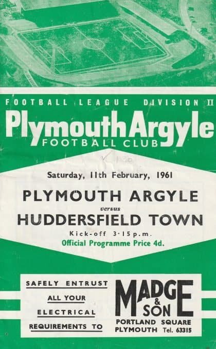 Plymouth Argyle v Huddersfield Town  11-Feb-1961