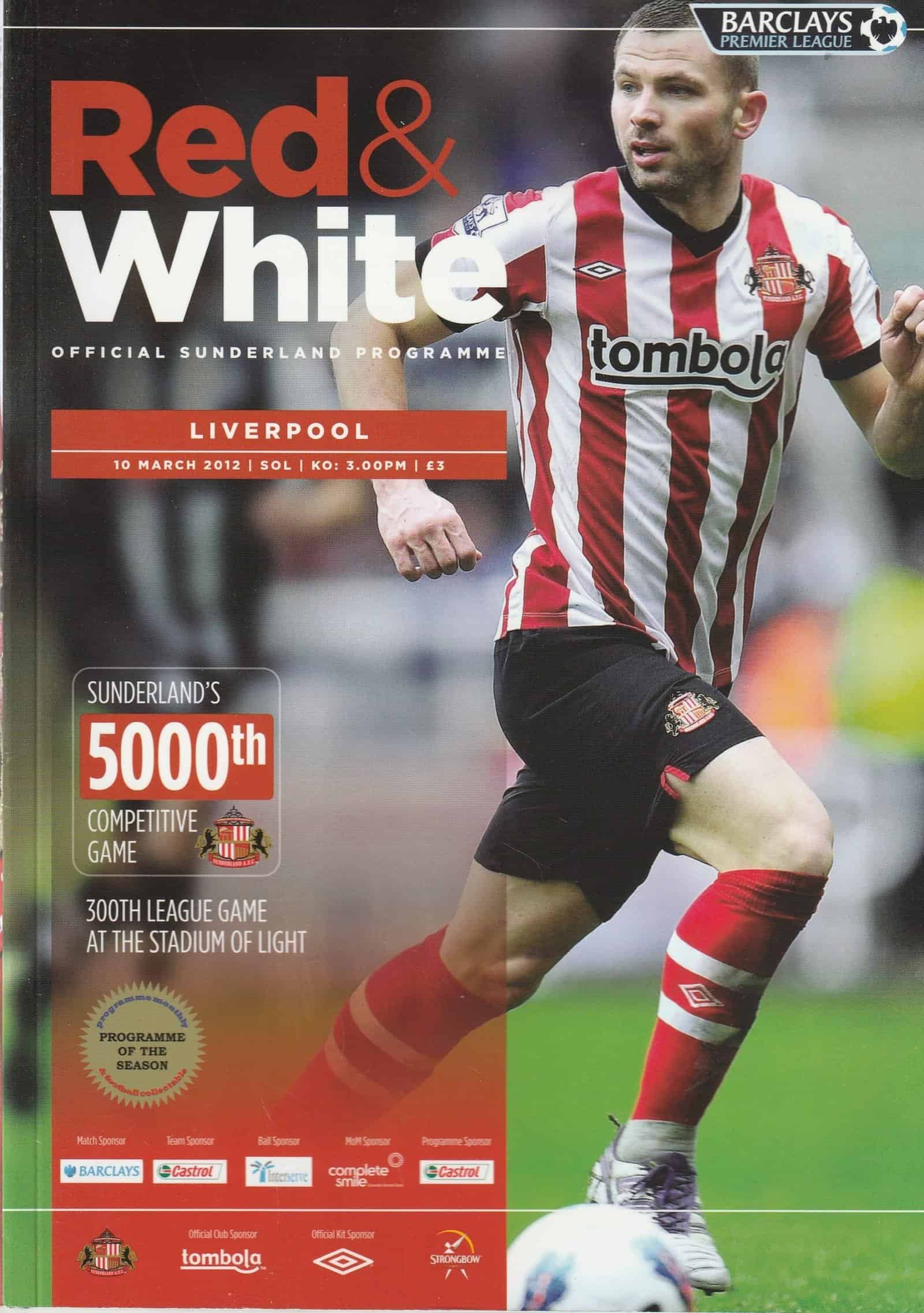 Sunderland v Liverpool 10-Mar-2012