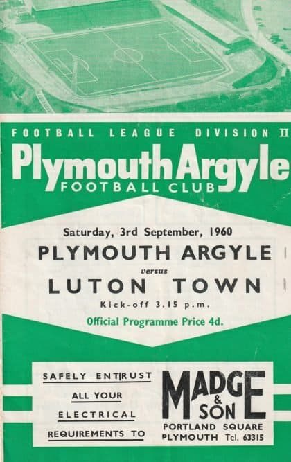 Plymouth Argyle v Luton Town 03-Sep-1960