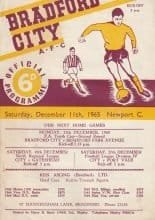 Bradford City v Newport County 11-Dec-1965