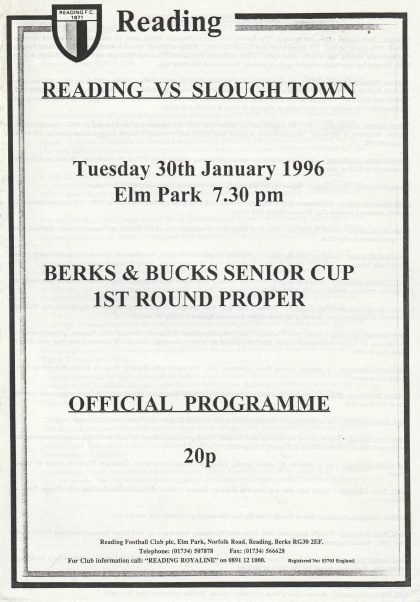 Reading v Slough Town  30-Jan-1996