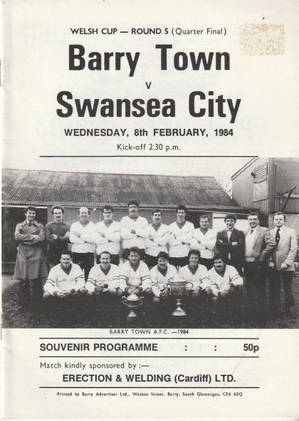 Barry Town v Swansea City  08-Feb-1984