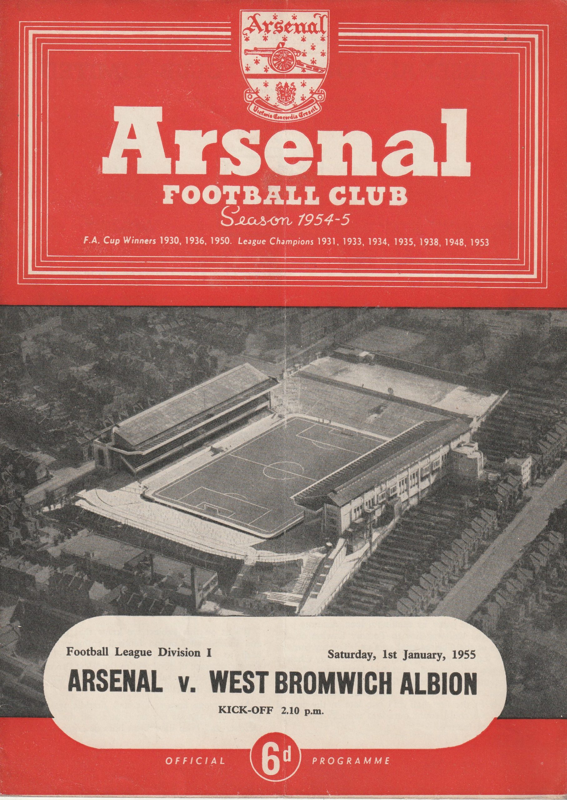 Arsenal v West Bromwich Albion 01-Jan-1955