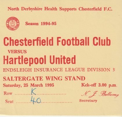 Chesterfield v Hartlepool United 25-Mar-1995