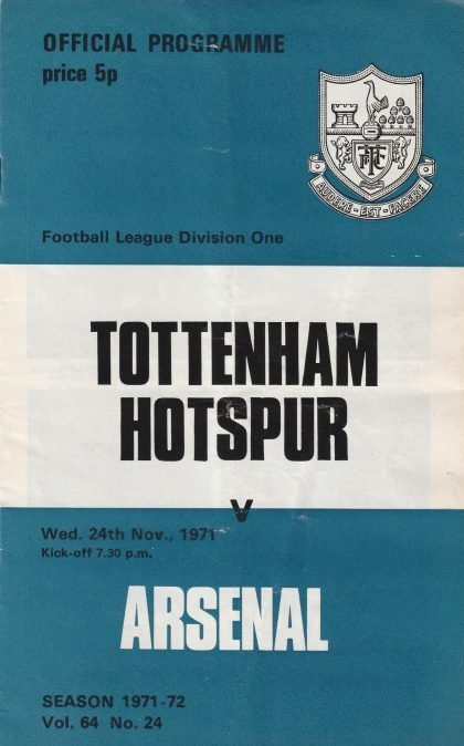 Tottenham Hotspur v Arsenal   24-Nov-1971