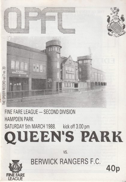 Queens Park v Berwick Rangers 05-Mar-1988