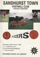 Sandhurst Town v Bournemouth 10-Oct-1998