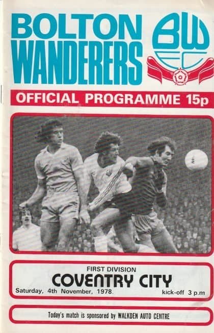 Bolton Wanderers v Coventry City 04-Nov-1978
