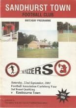 Sandhurst Town v Eastbourne Town 22-Sep-2001