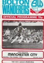 Bolton Wanderers v Manchester City  21-Oct-1978