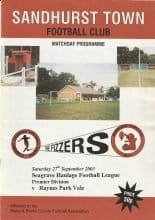 Sandhurst Town v Raynes Park Vale  27-Sep-2003