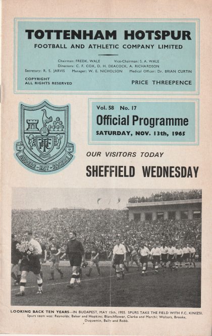 Tottenham Hotspur v Sheffield Wednesday 13-Nov-1965