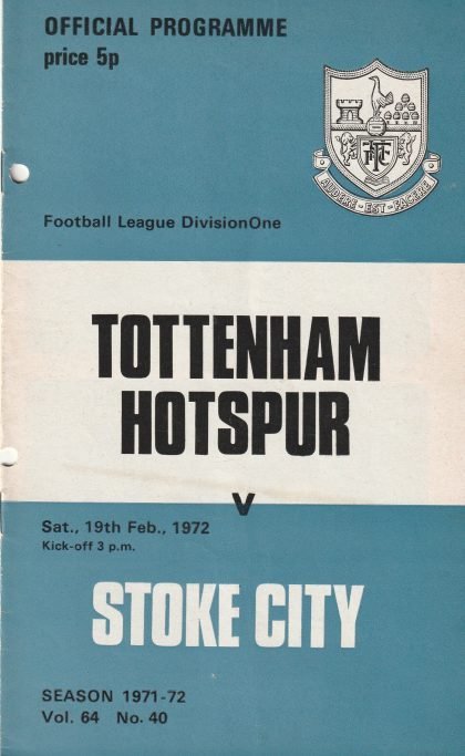 Tottenham Hotspur v Stoke City 19-Feb-1972