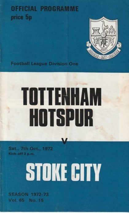 Tottenham Hotspur v Stoke City 07-Oct-1972