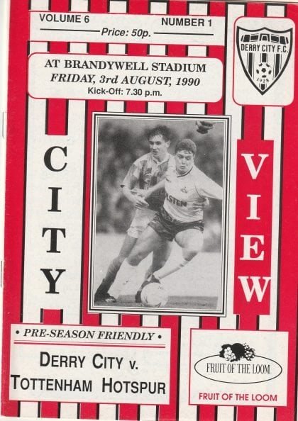 Derry City v Tottenham Hostpur 30-Aug-1990