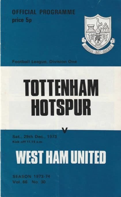 Tottenham Hotspur v West Ham United  29-Dec-1973
