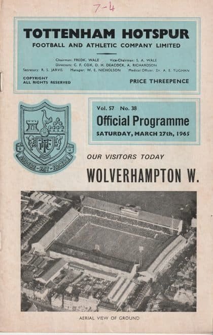 Tottenham Hotspur v Wolverhampton Wanderers 27-Mar-1965