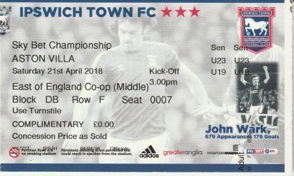 Ipswich Town v Aston Villa 21-Apr-2018
