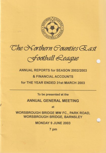 Northern Counties East Football Annual Report & Financial Accounts 2002/03