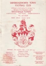 Sawbridgeworth Town v Wivenhoe Town 28-Aug-1982