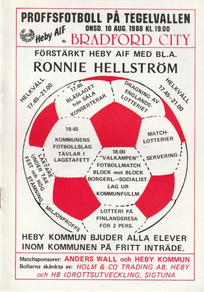 Heby AIF v Bradford City 10-Aug-1988