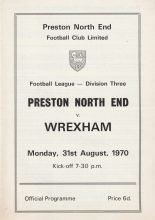 Preston North End v Wrexham 31-Aug-1970
