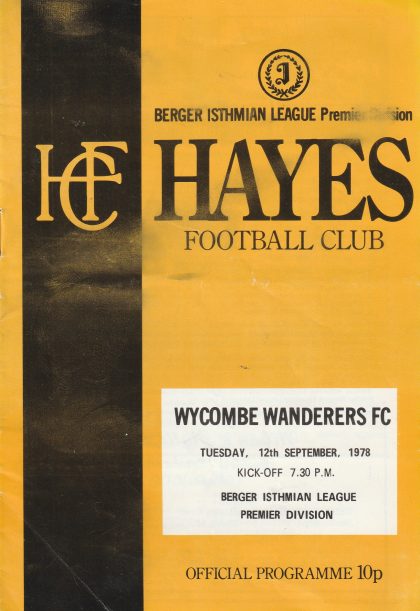 Hayes v Wycombe Wanderers 12-Sep-1978