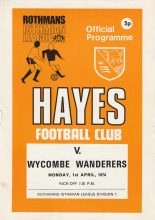 Hayes v Wycombe Wanderers 01-Apr-1974