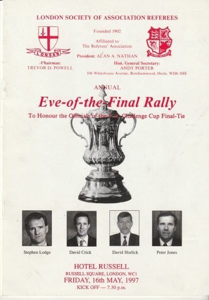 London Society of Association Referees Eve of the Final Rally 1997