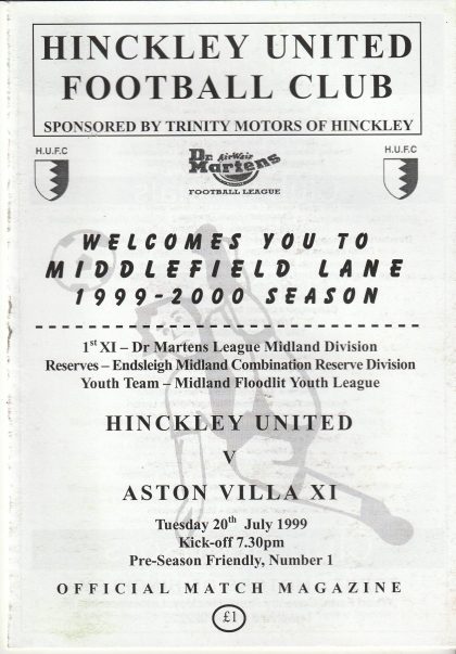Hinckley United v Aston Villa 20-Jul-1999