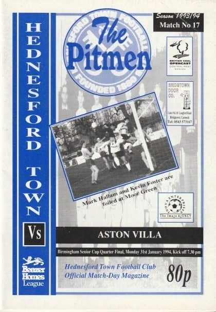 Hednesford Town v Aston Villa 31-Jan-1994
