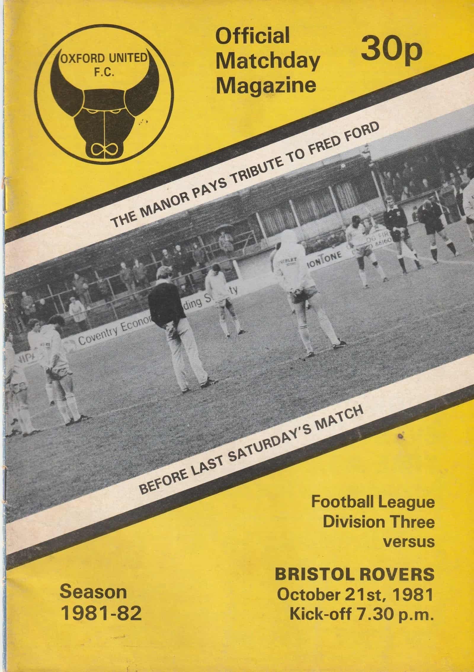 Oxford United v Bristol Rovers   21-Oct-1981