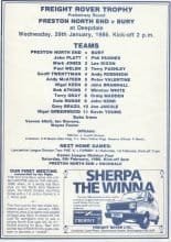 Preston North End v Bury 29-Jan-1986
