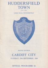 Huddersfield Town v Cardiff City 29-Sep-1964