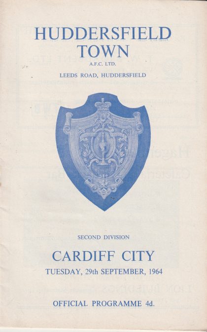 Huddersfield Town v Cardiff City 29-Sep-1964