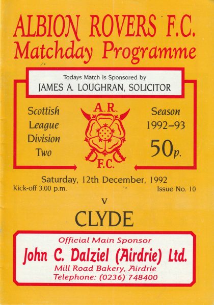 Albion Rovers v Clyde 12-Dec-1992