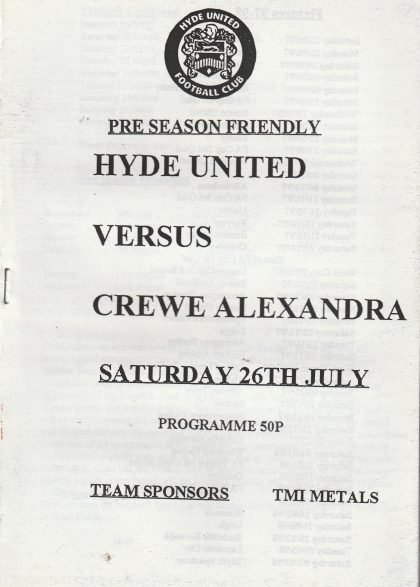 Hyde United v Crewe Alexandra 26-Jul-1997